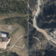 Before and after images from a California wildfire
