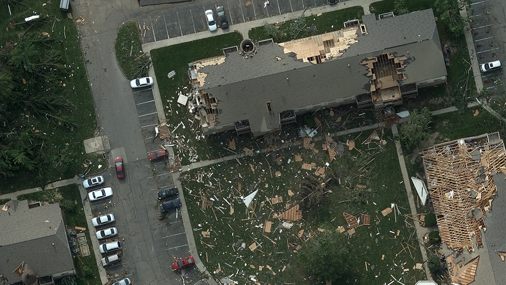 Tornado damage near Dayton, Ohio