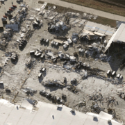 South view of tornado damage of Amazon warehouse